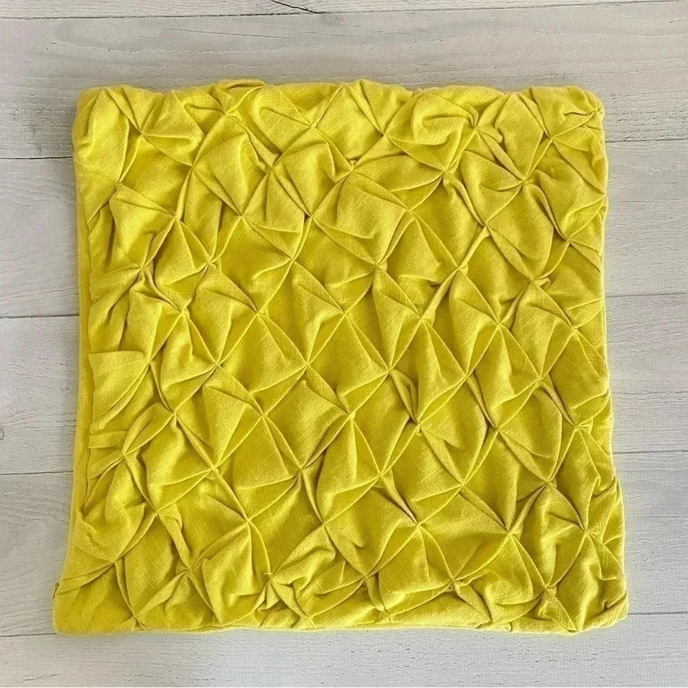 CB2 PINTUCK YELLOW 18" x18" Pillow Cover - Picture 2 of 7